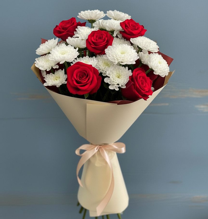 Букет цветов из: Розы и Хризантемы в Завьялово Алтайского края