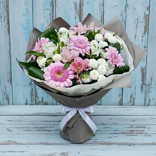 Букет цветов из:  Герберы, Альстромерии и Хризантемы в Завьялово Алтайского края