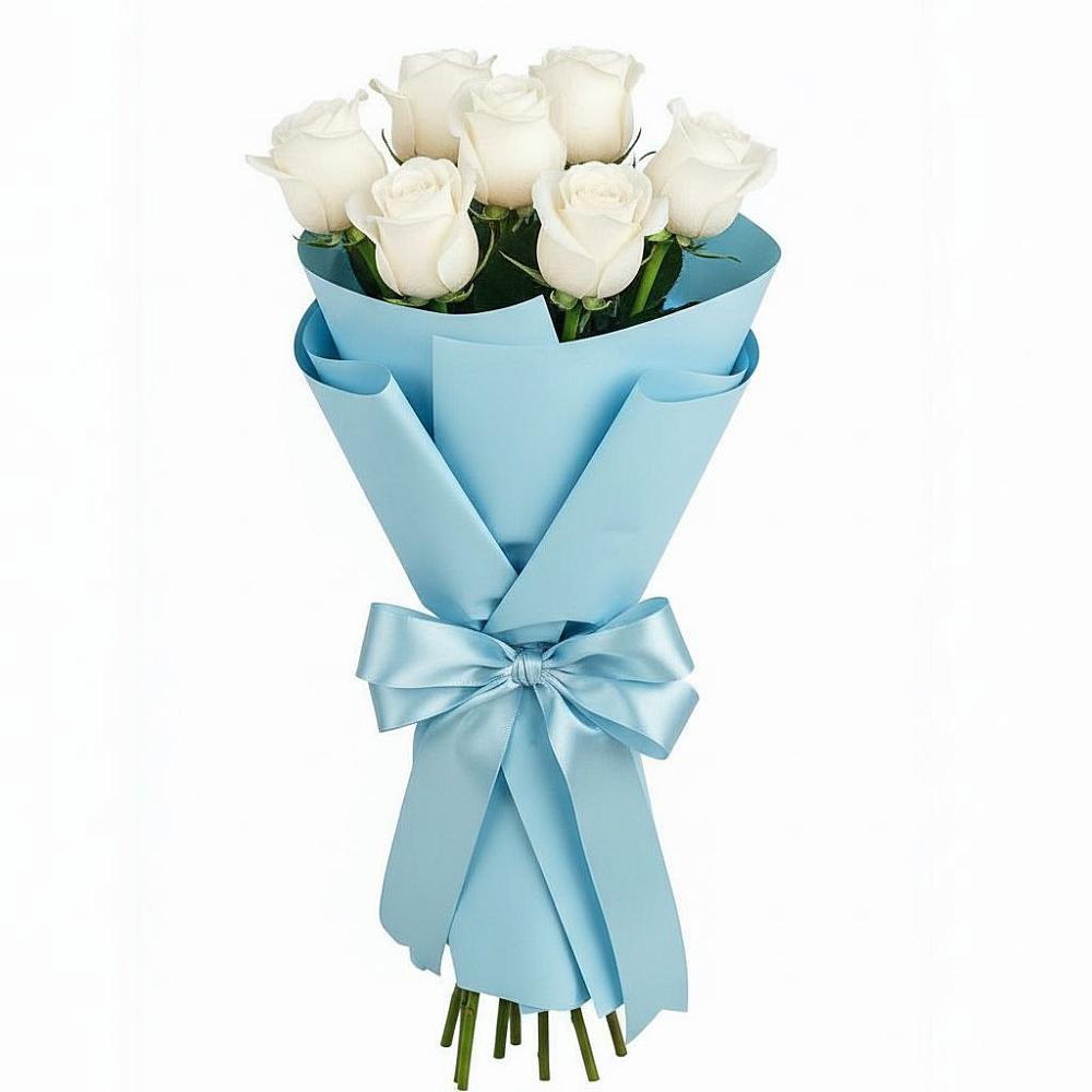 Букет 7 белых роз Проуд в Завьялово Алтайского края