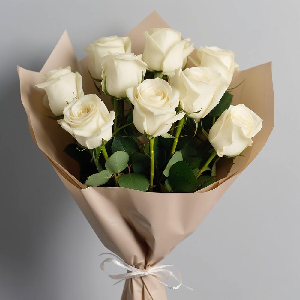 Букет 9 Белых роз Эдлесс Лав в Завьялово Алтайского края