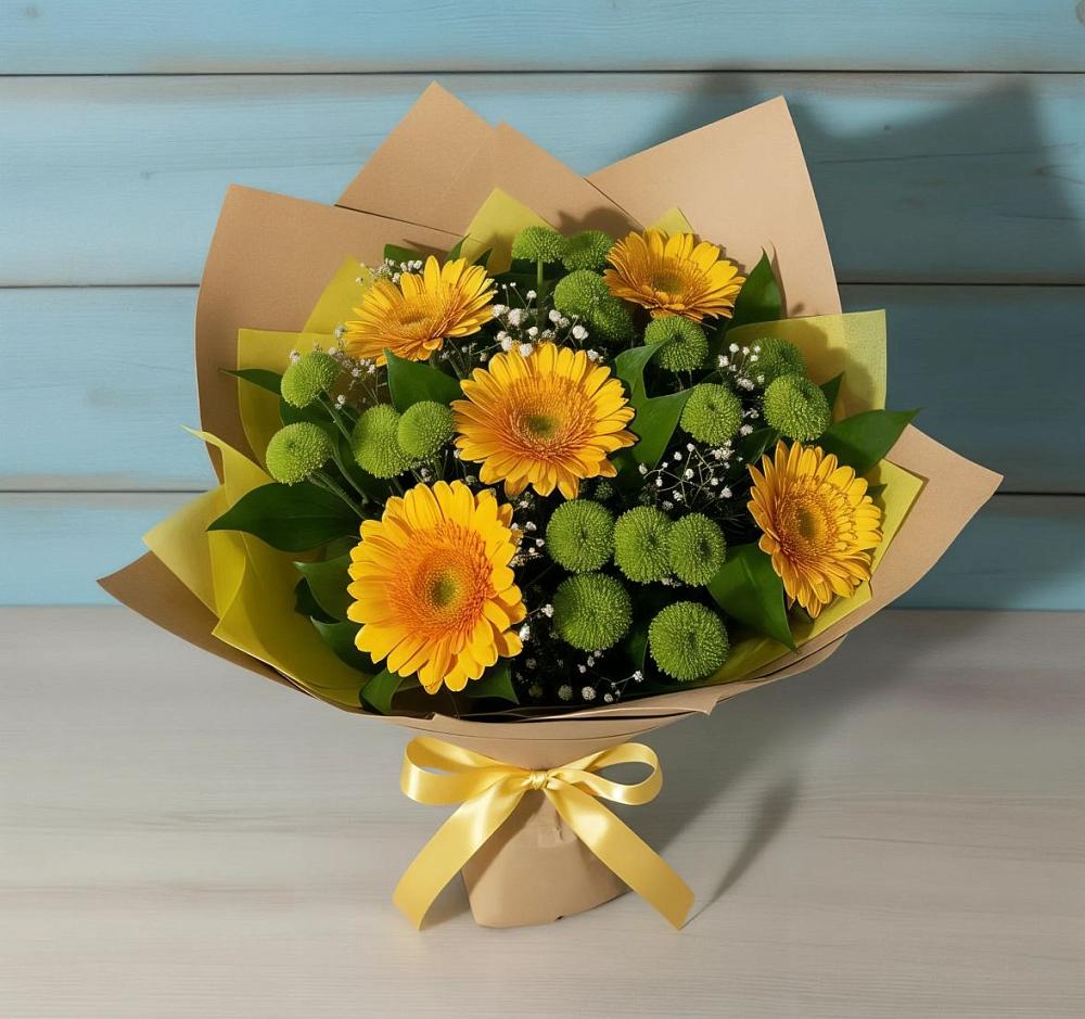 Букет цветов из: Герберы и Хризантемы в Завьялово Алтайского края