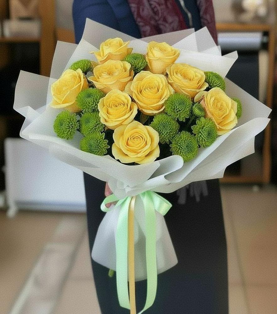 Букет цветов из: Хризантемы и Розы в Завьялово Алтайского края