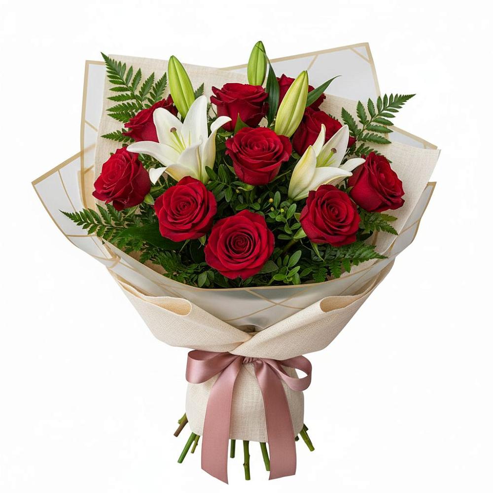 Букет цветов из: Лилии и Розы в Завьялово Алтайского края