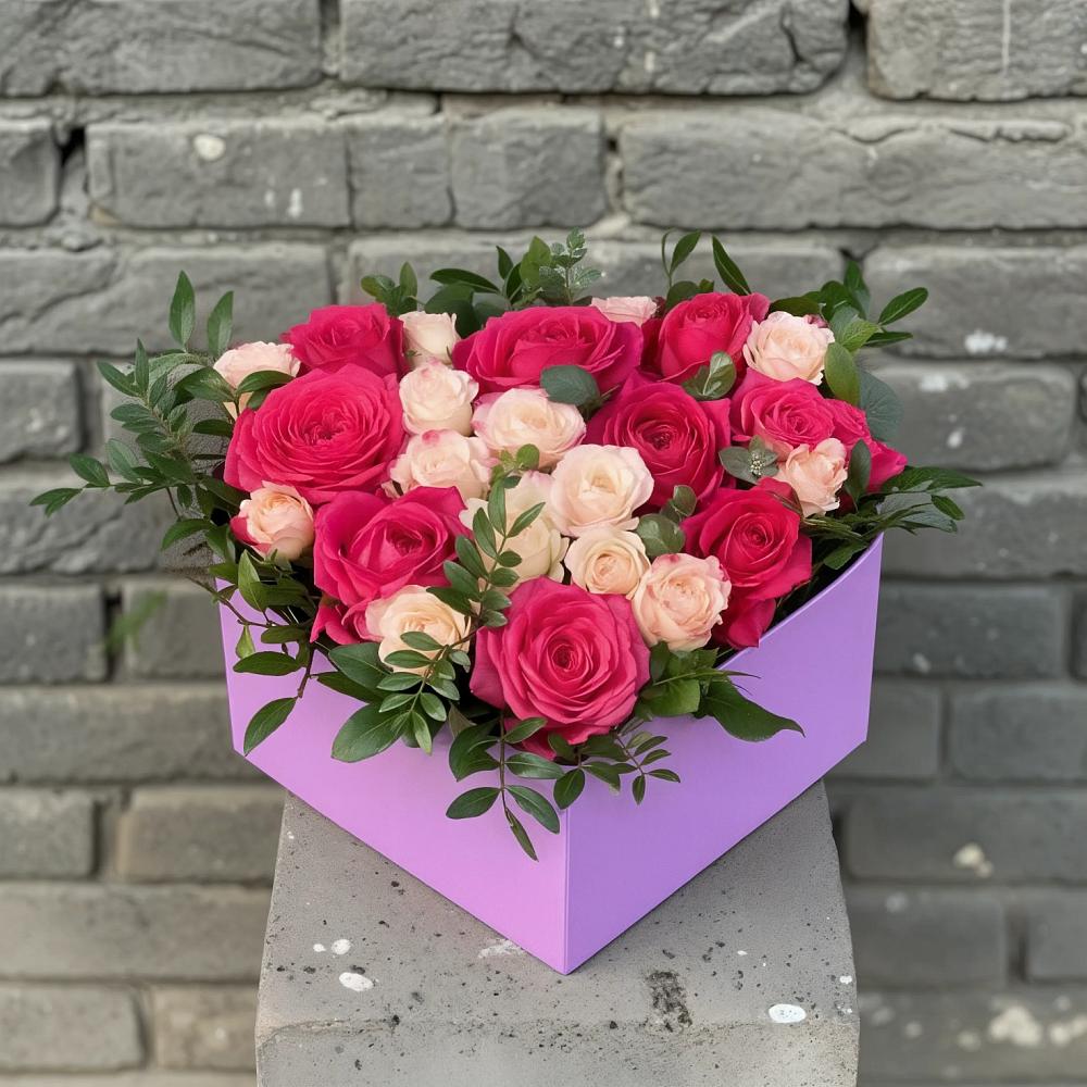 Цветочная композиция из Розы в коробке в Завьялово Алтайского края