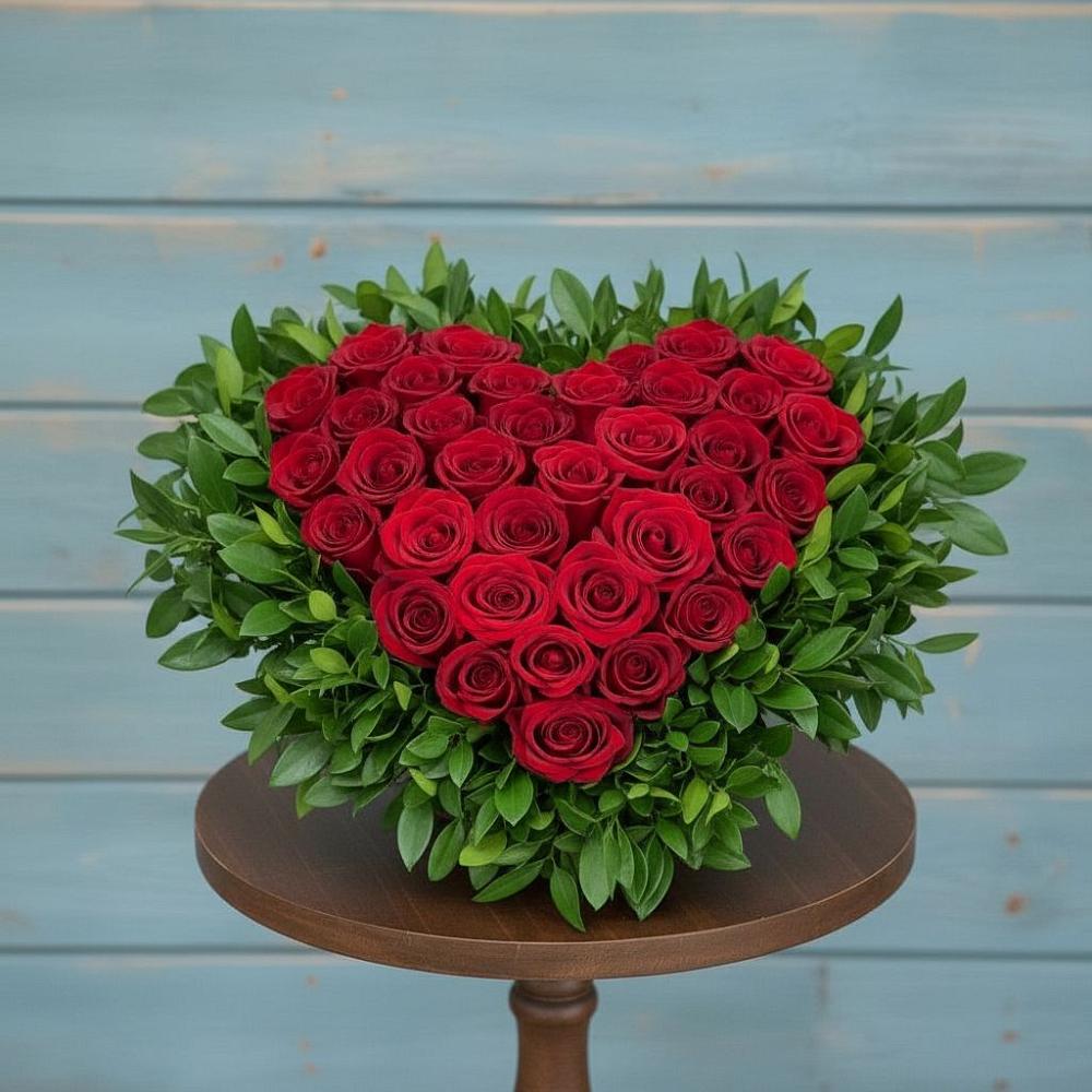 Цветочная композиция из Розы в виде сердца в Завьялово Алтайского края