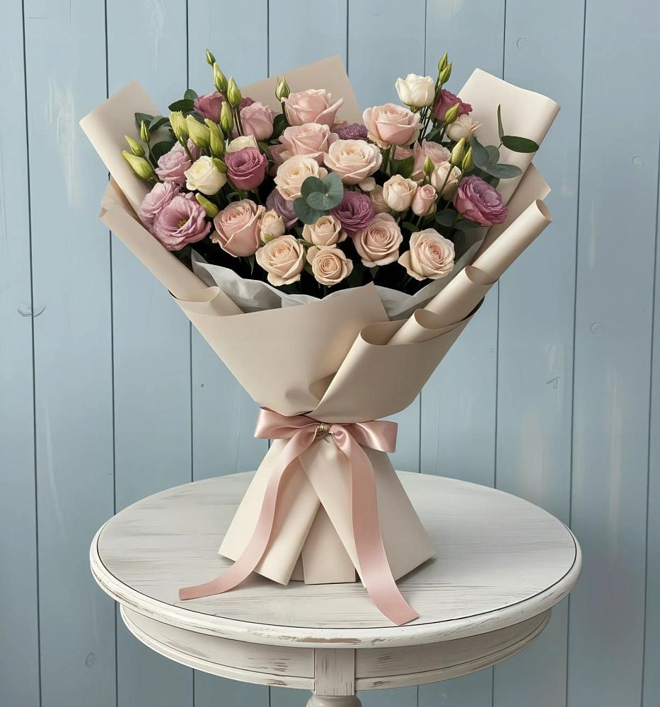 Букет цветов из: Розы и Лизиантусы в Завьялово Алтайского края