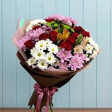 Букет цветов из:  Розы, Хризантемы и Альстромерии #REPLACE_PRED# Завьялово Алтайского края