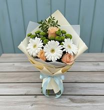 Букет цветов из:  Герберы, Розы и Хризантемы #REPLACE_PRED# Завьялово Алтайского края