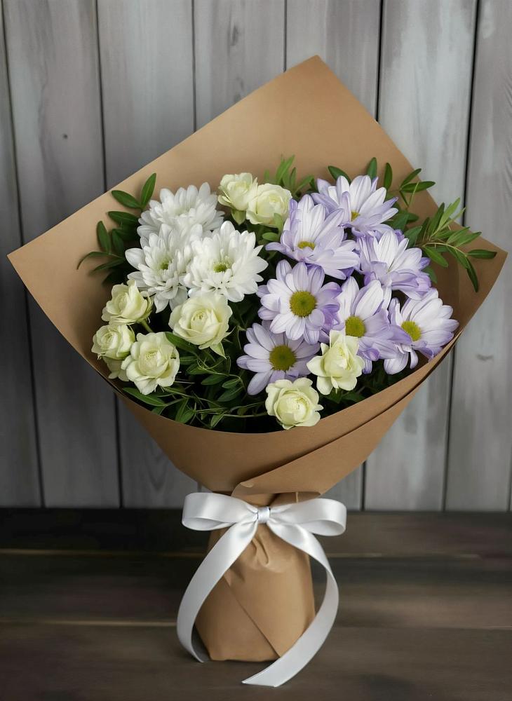 Букет цветов из: Хризантемы и Розы в Завьялово Алтайского края
